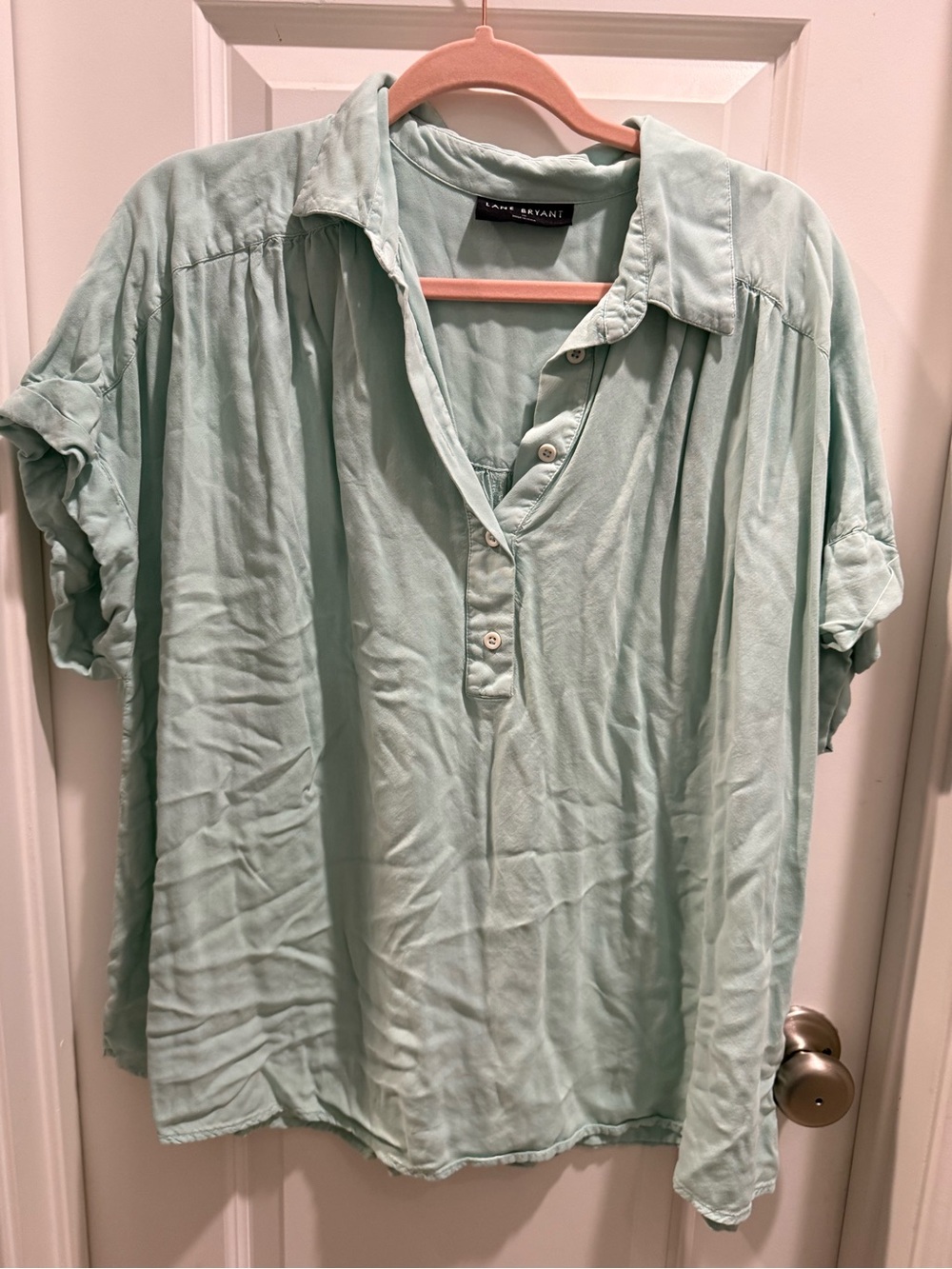 Lane Bryant Mint Green Button-Front Blouse
